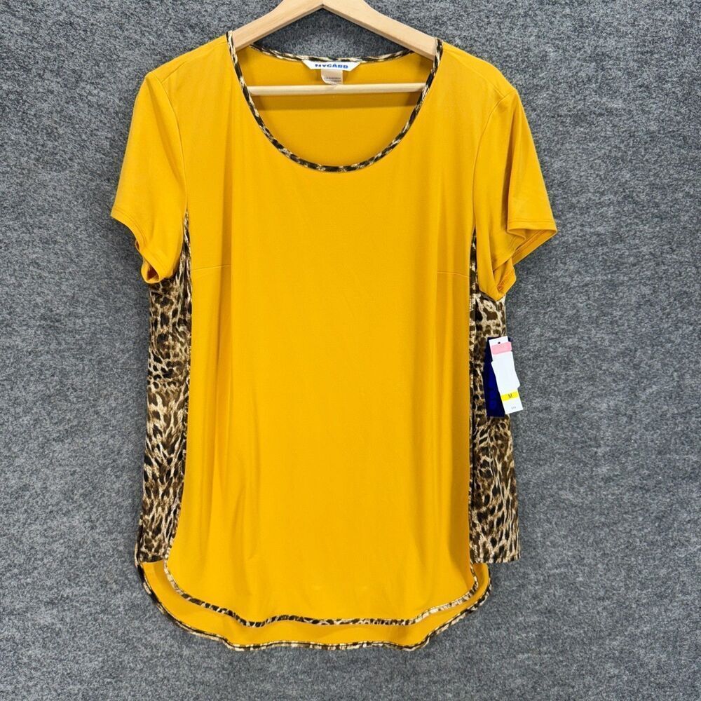 New Nygard T-Shirt Women M Medium Orange Animal Print Short Sleeve Pullover
